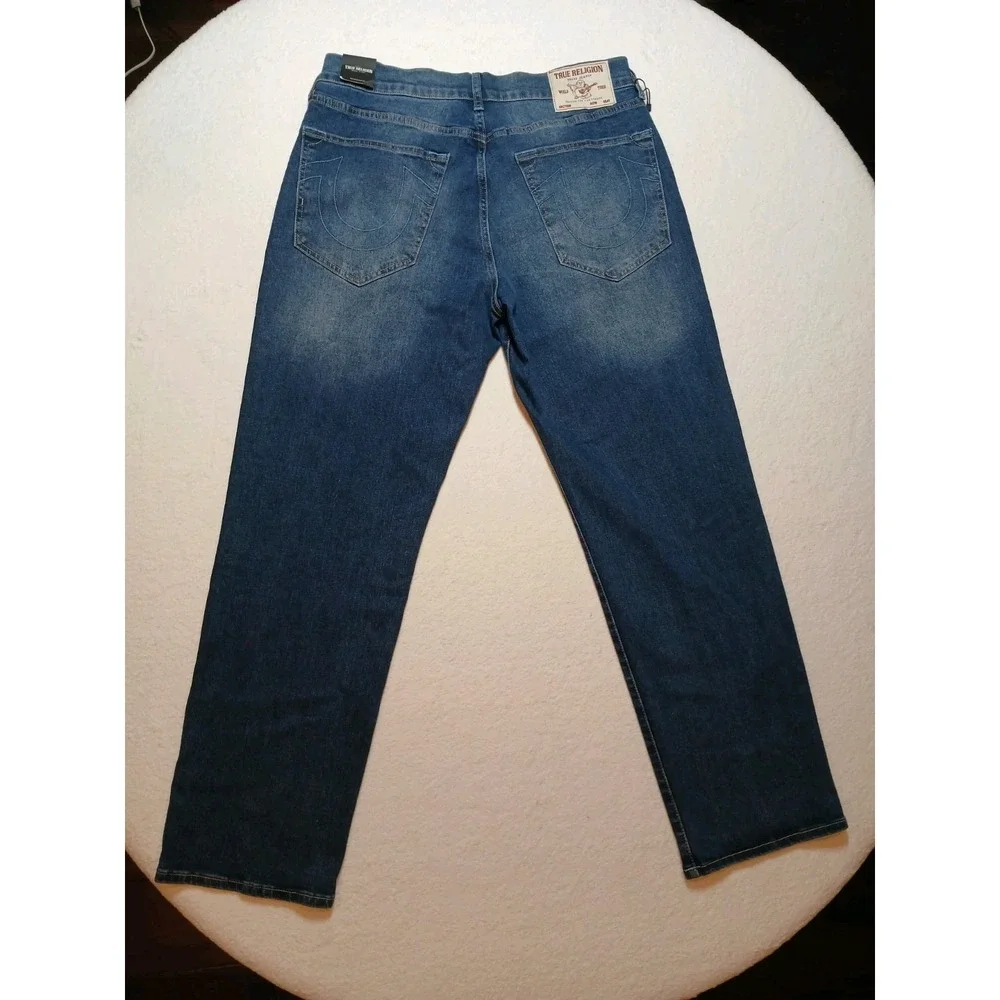 True Religion Bobby Applique Relaxed Baggy Jeans Mens W32 L32 Medium Blaze NWT
